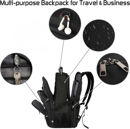 18.4 Laptop Backpack for Men, 55L-60L Extra Large Gaming Laptops Backpack, TSA Friendly Flight Approved RFID Anti-Theft Pocket, Water Resistant Suiltable for Travel Business Work
