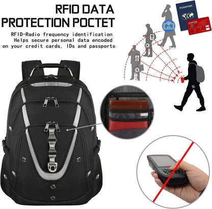 18.4 Laptop Backpack for Men, 55L-60L Extra Large Gaming Laptops Backpack, TSA Friendly Flight Approved RFID Anti-Theft Pocket, Water Resistant Suiltable for Travel Business Work