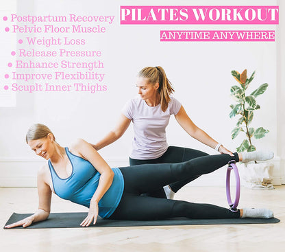 6Pcs Pilates Ring Set for Men - Home Exercise Gym Equipment Women Yoga Circle Ball Stretching Strap Loop Band Non Slip Socks Exercise - Equipment for Home Workout